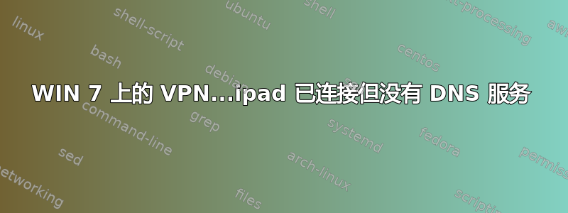 WIN 7 上的 VPN...ipad 已连接但没有 DNS 服务