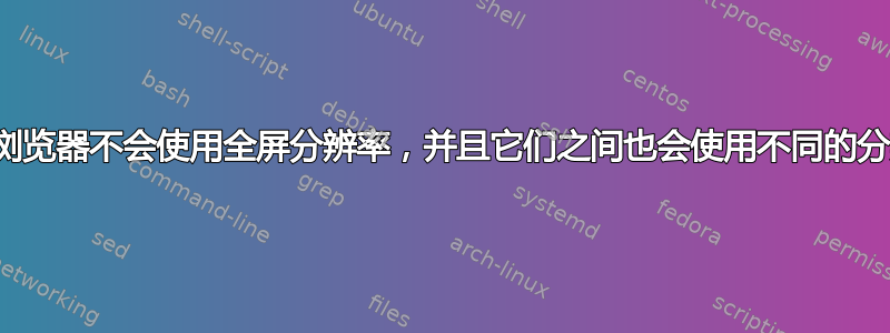 我的浏览器不会使用全屏分辨率，并且它们之间也会使用不同的分辨率