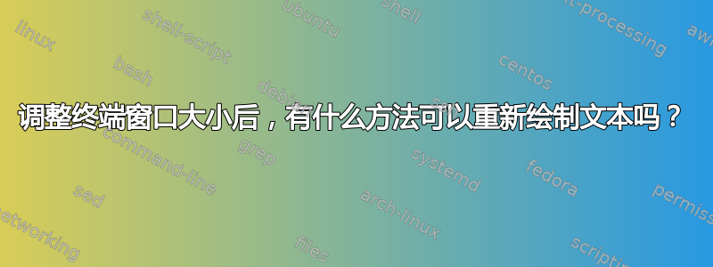 调整终端窗口大小后，有什么方法可以重新绘制文本吗？