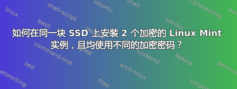 如何在同一块 SSD 上安装 2 个加密的 Linux Mint 实例，且均使用不同的加密密码？