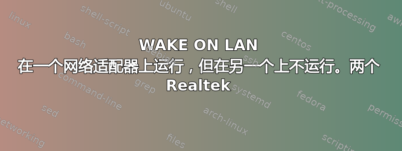 WAKE ON LAN 在一个网络适配器上运行，但在另一个上不运行。两个 Realtek