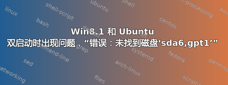 Win8.1 和 Ubuntu 双启动时出现问题，“错误：未找到磁盘‘sda6,gpt1’”