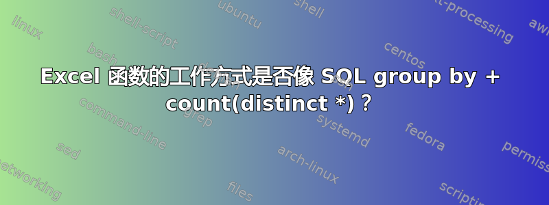 Excel 函数的工作方式是否像 SQL group by + count(distinct *)？