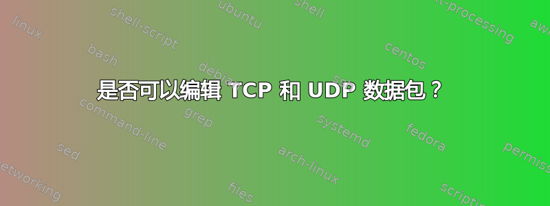 是否可以编辑 TCP 和 UDP 数据包？