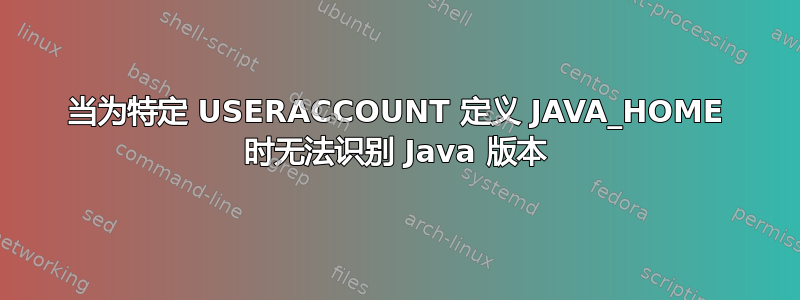 当为特定 USERACCOUNT 定义 JAVA_HOME 时无法识别 Java 版本