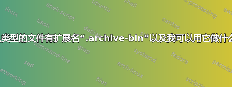 什么类型的文件有扩展名“.archive-bin”以及我可以用它做什么？