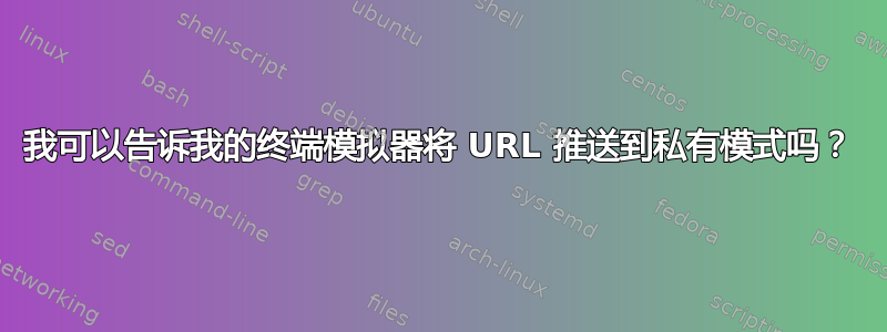 我可以告诉我的终端模拟器将 URL 推送到私有模式吗？