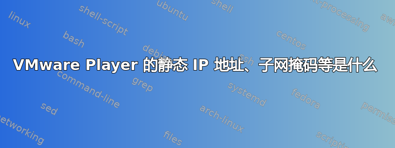 VMware Player 的静态 IP 地址、子网掩码等是什么