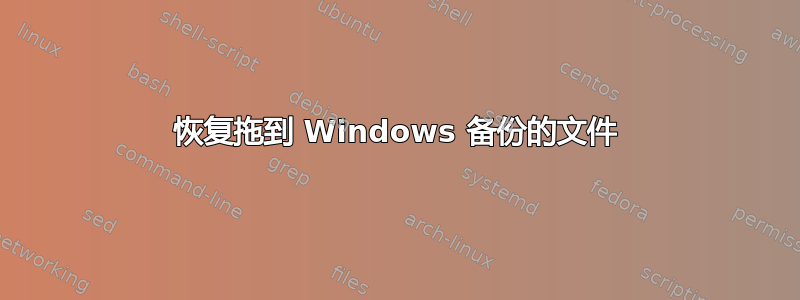 恢复拖到 Windows 备份的文件