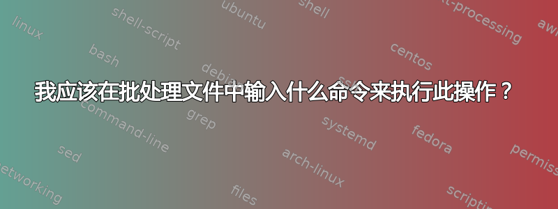 我应该在批处理文件中输入什么命令来执行此操作？