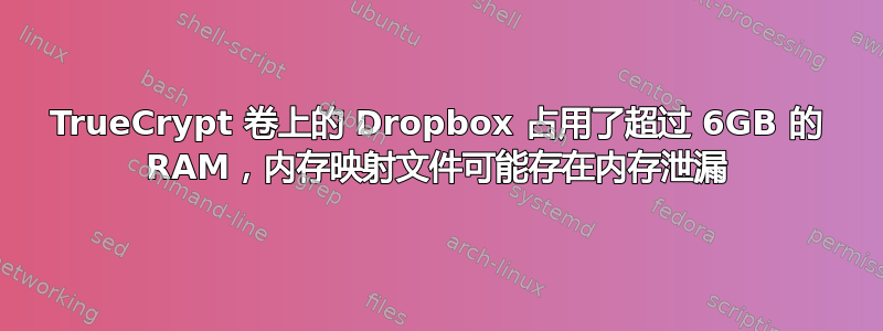 TrueCrypt 卷上的 Dropbox 占用了超过 6GB 的 RAM，内存映射文件可能存在内存泄漏