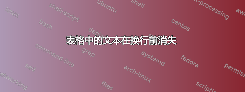 表格中的文本在换行前消失