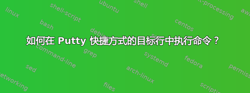 如何在 Putty 快捷方式的目标行中执行命令？