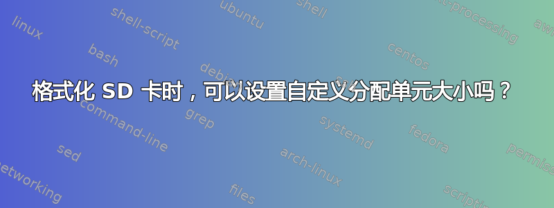 格式化 SD 卡时，可以设置自定义分配单元大小吗？