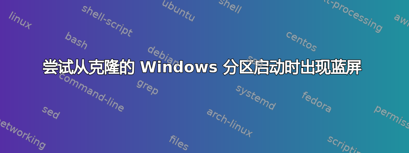 尝试从克隆的 Windows 分区启动时出现蓝屏