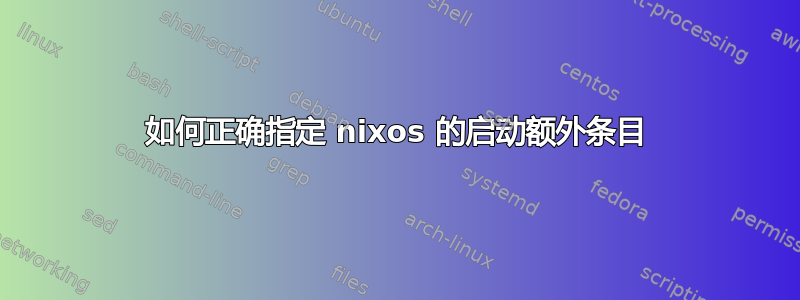 如何正确指定 nixos 的启动额外条目