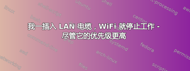 我一插入 LAN 电缆，WiFi 就停止工作 - 尽管它的优先级更高