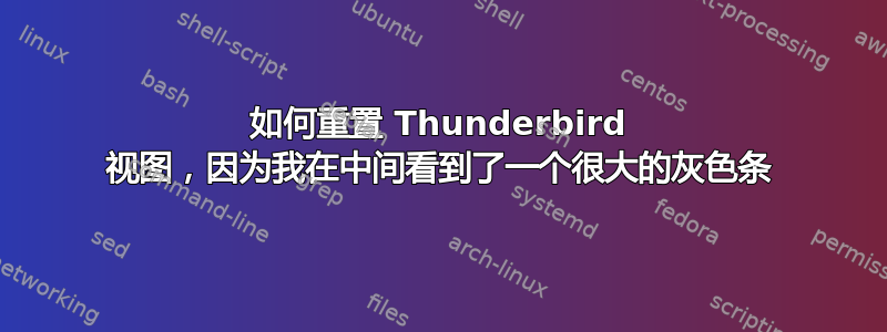 如何重置 Thunderbird 视图，因为我在中间看到了一个很大的灰色条