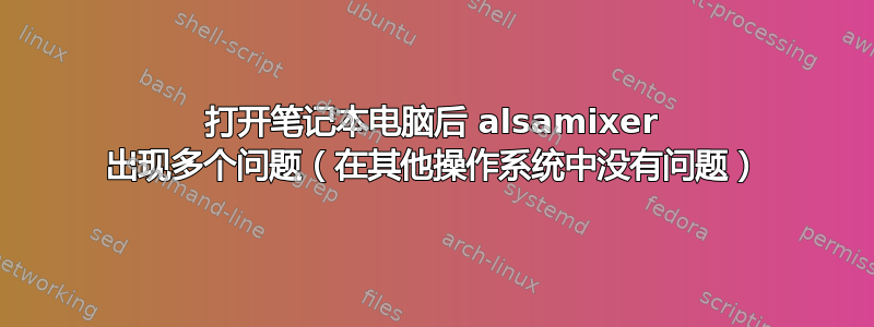 打开笔记本电脑后 alsamixer 出现多个问题（在其他操作系统中没有问题）