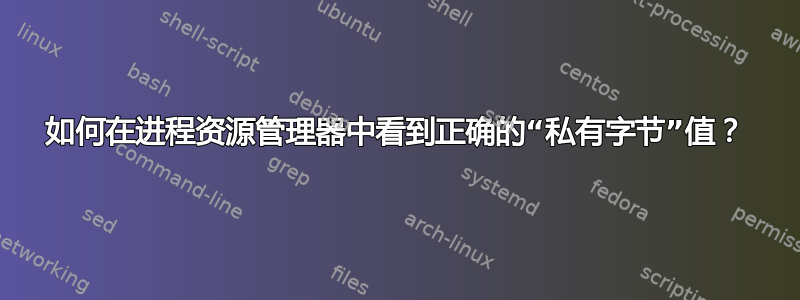 如何在进程资源管理器中看到正确的“私有字节”值？