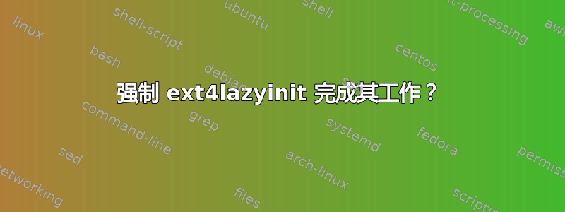 强制 ext4lazyinit 完成其工作？