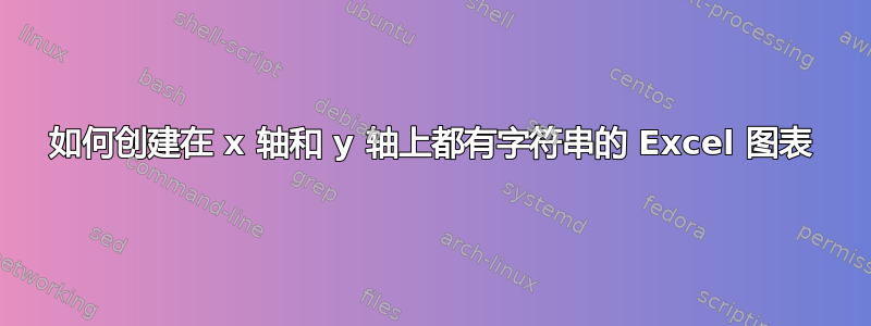 如何创建在 x 轴和 y 轴上都有字符串的 Excel 图表