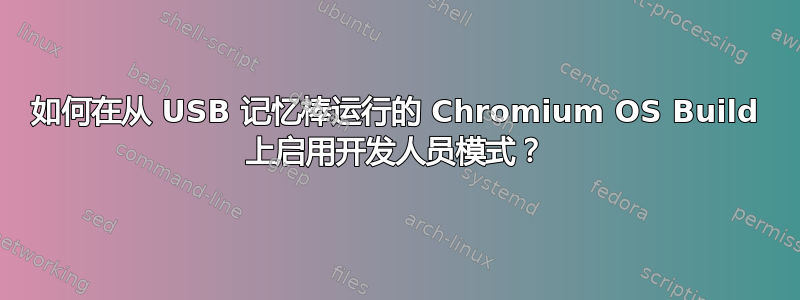 如何在从 USB 记忆棒运行的 Chromium OS Build 上启用开发人员模式？