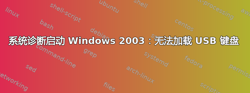 系统诊断启动 Windows 2003：无法加载 USB 键盘