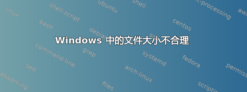 Windows 中的文件大小不合理