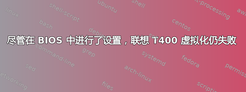 尽管在 BIOS 中进行了设置，联想 T400 虚拟化仍失败