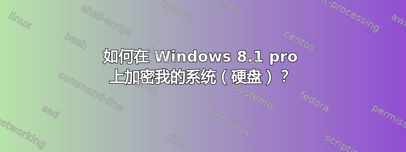 如何在 Windows 8.1 pro 上加密我的系统（硬盘）？