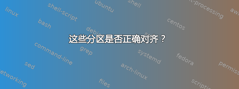 这些分区是否正确对齐？