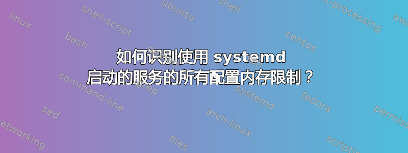 如何识别使用 systemd 启动的服务的所有配置内存限制？