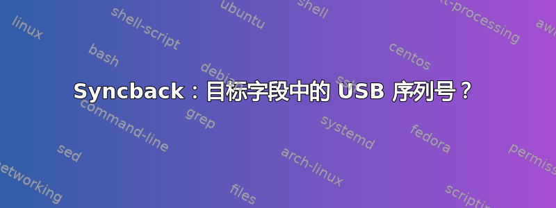 Syncback：目标字段中的 USB 序列号？