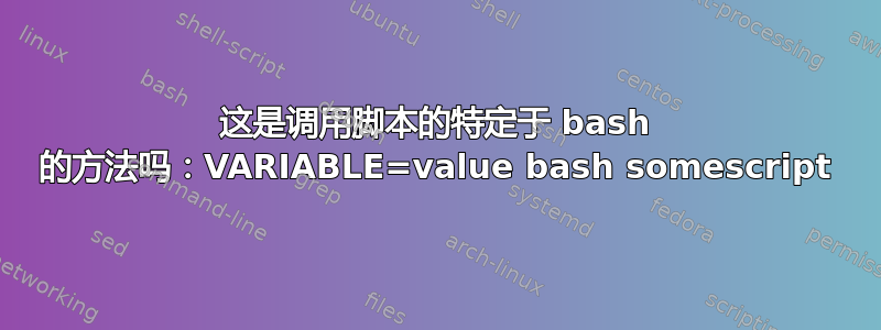 这是调用脚本的特定于 bash 的方法吗：VARIABLE=value bash somescript