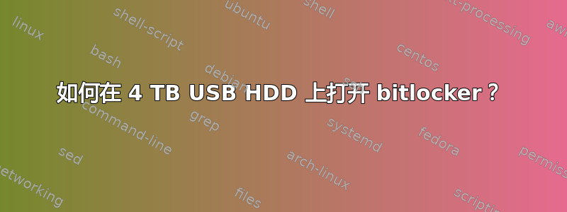 如何在 4 TB USB HDD 上打开 bitlocker？