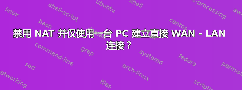 禁用 NAT 并仅使用一台 PC 建立直接 WAN - LAN 连接？