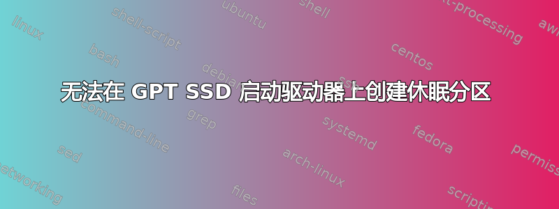 无法在 GPT SSD 启动驱动器上创建休眠分区