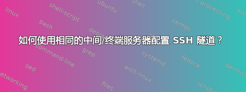 如何使用相同的中间/终端服务器配置 SSH 隧道？