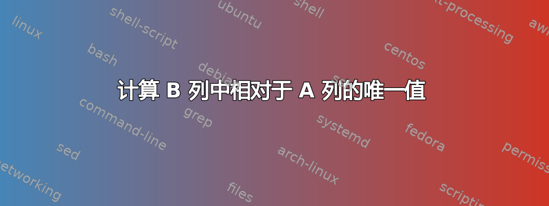 计算 B 列中相对于 A 列的唯一值