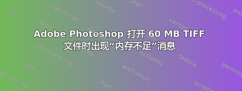 Adobe Photoshop 打开 60 MB TIFF 文件时出现“内存不足”消息