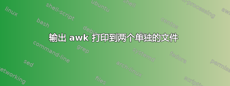 输出 awk 打印到两个单独的文件