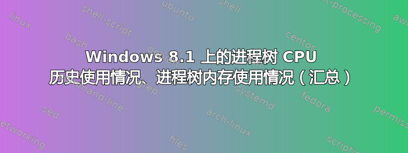 Windows 8.1 上的进程树 CPU 历史使用情况、进程树内存使用情况（汇总）