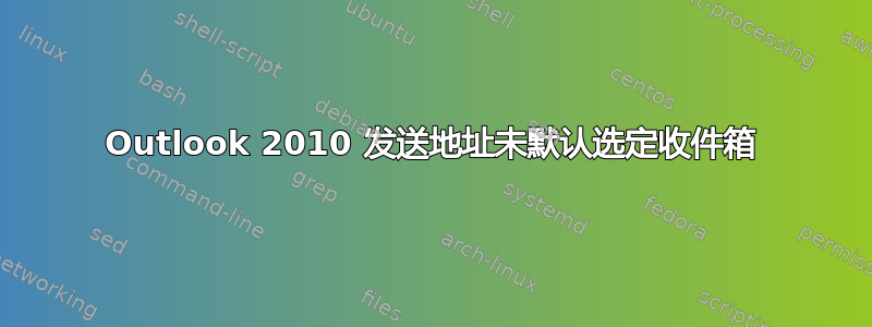 Outlook 2010 发送地址未默认选定收件箱