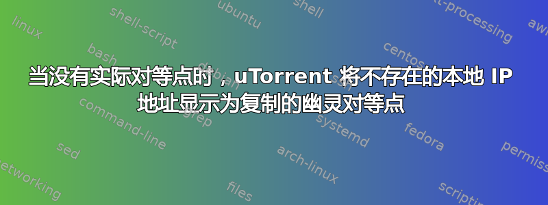 当没有实际对等点时，uTorrent 将不存在的本地 IP 地址显示为复制的幽灵对等点