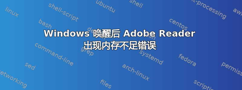 Windows 唤醒后 Adob​​e Reader 出现内存不足错误