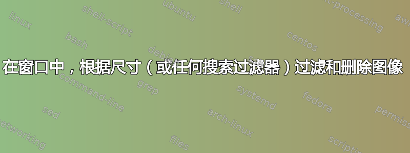 在窗口中，根据尺寸（或任何搜索过滤器）过滤和删除图像