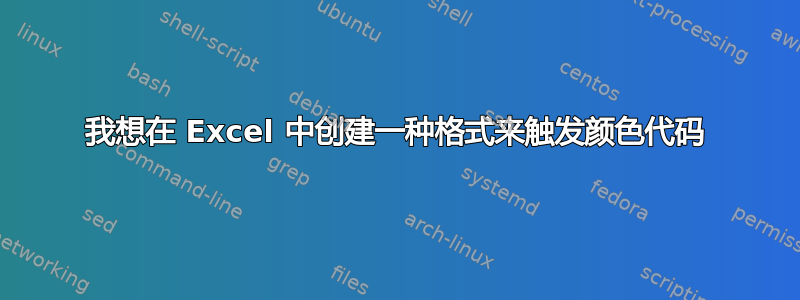 我想在 Excel 中创建一种格式来触发颜色代码