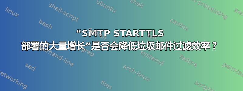 “SMTP STARTTLS 部署的大量增长”是否会降低垃圾邮件过滤效率？