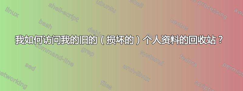 我如何访问我的旧的（损坏的）个人资料的回收站？